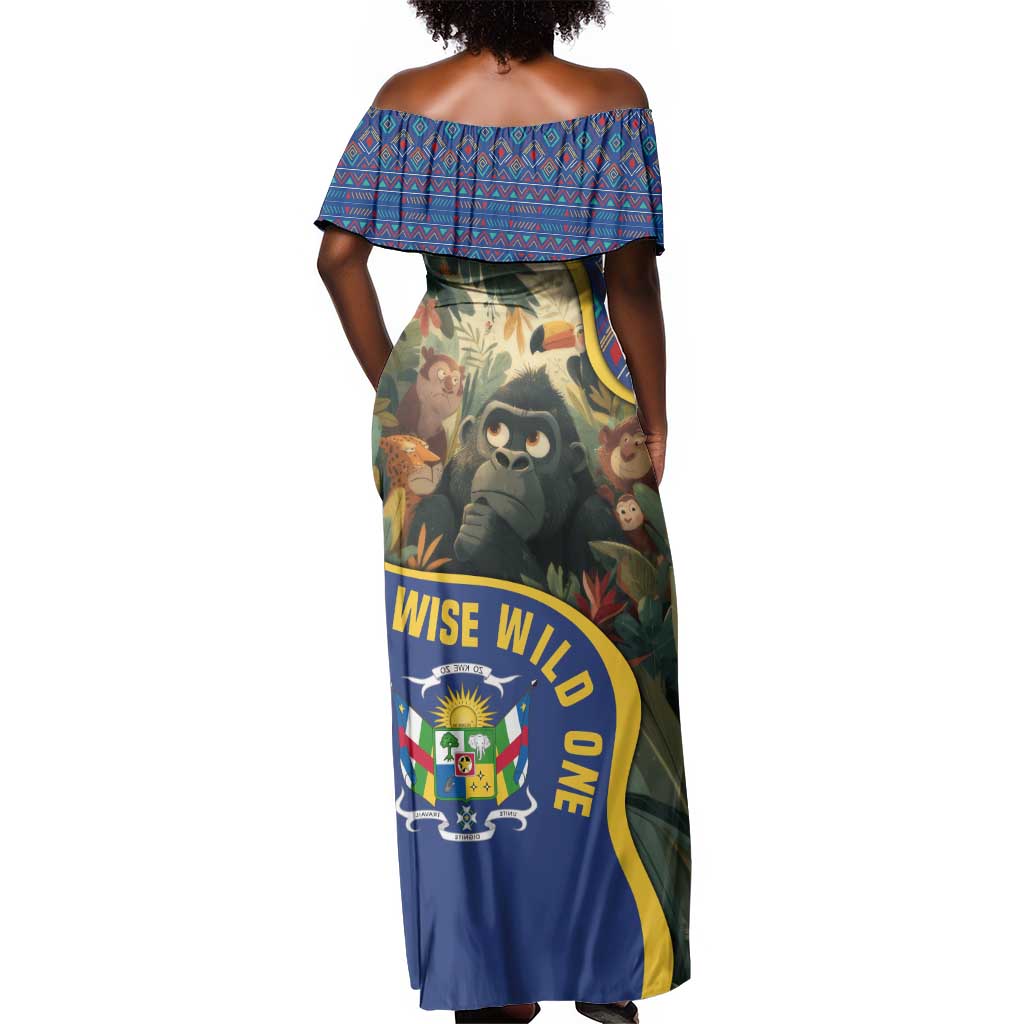 Central African Republic Off Shoulder Maxi Dress Jungle Animal - African Pride
