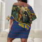 Central African Republic Off Shoulder Short Dress Jungle Animal - African Pride