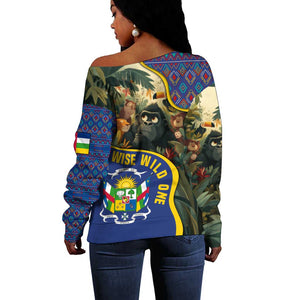 Central African Republic Off Shoulder Sweater Jungle Animal - African Pride
