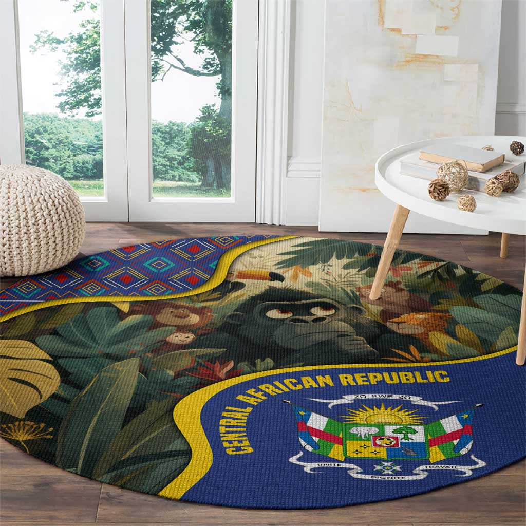 Central African Republic Round Carpet Jungle Animal - African Pride