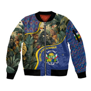 Central African Republic Sleeve Zip Bomber Jacket Jungle Animal - African Pride