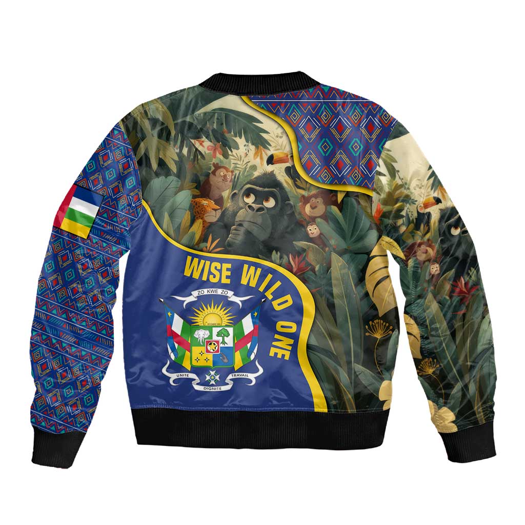 Central African Republic Sleeve Zip Bomber Jacket Jungle Animal - African Pride
