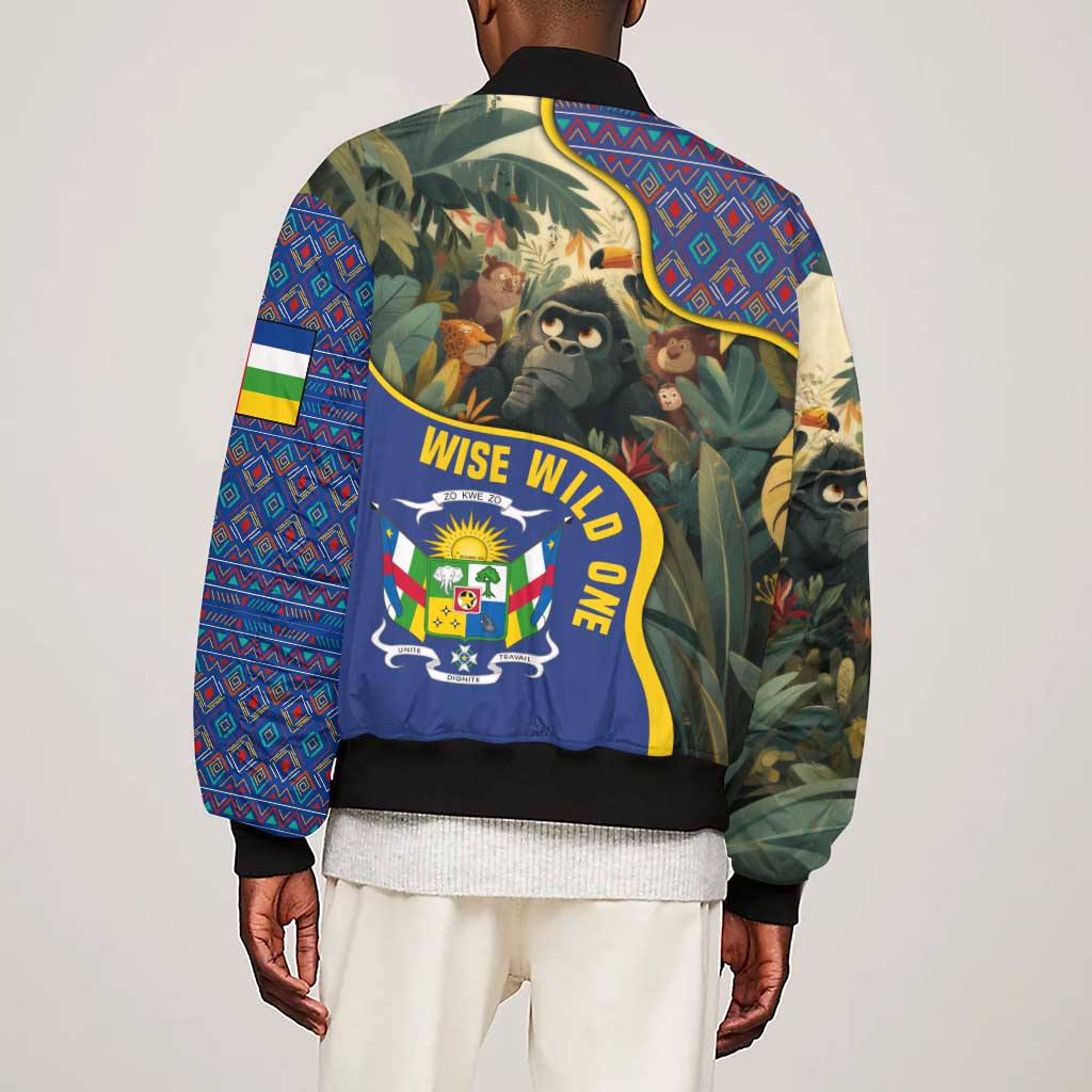 Central African Republic Sleeve Zip Bomber Jacket Jungle Animal - African Pride