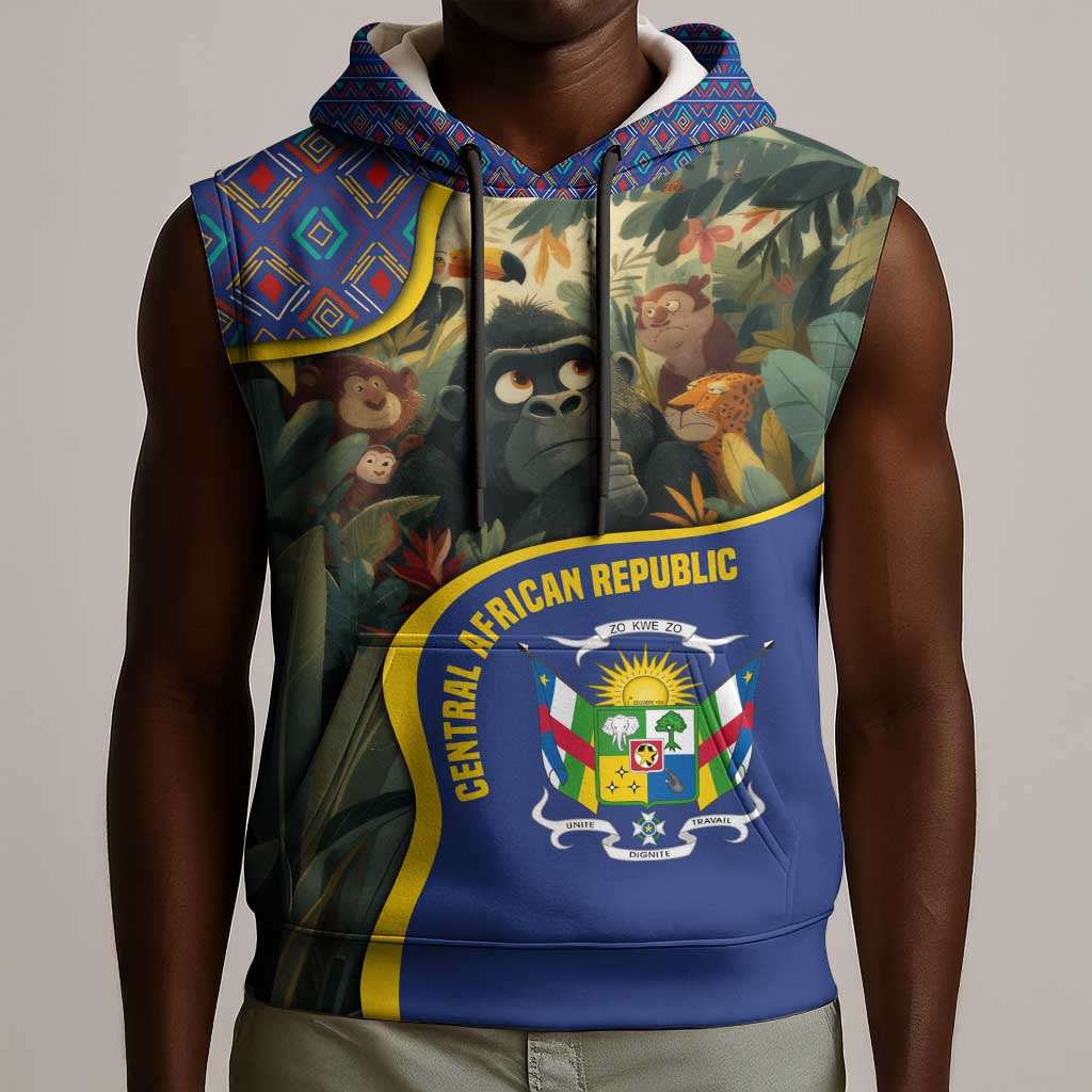 Central African Republic Sleeveless Hoodie Jungle Animal - African Pride