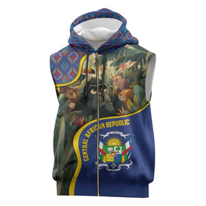 Central African Republic Sleeveless Zip Hoodie Jungle Animal - African Pride