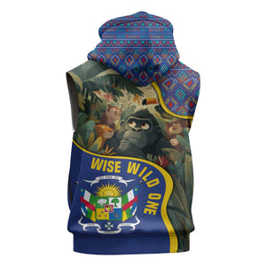 Central African Republic Sleeveless Zip Hoodie Jungle Animal - African Pride