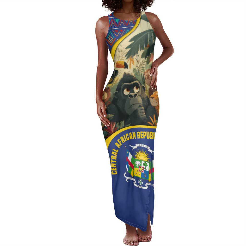 Central African Republic Tank Maxi Dress Jungle Animal - African Pride