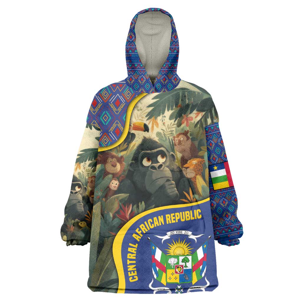 Central African Republic Wearable Blanket Hoodie Jungle Animal - African Pride