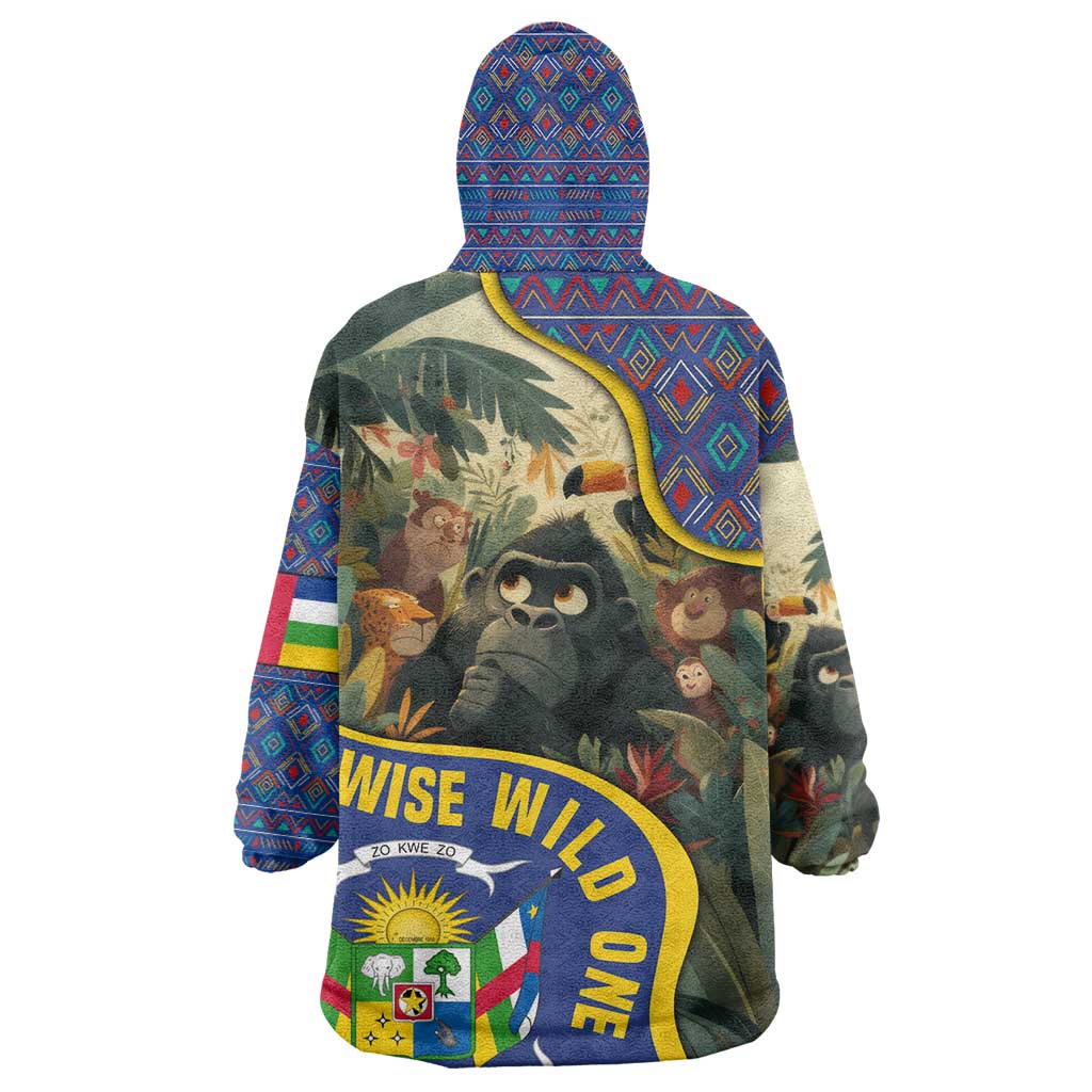 Central African Republic Wearable Blanket Hoodie Jungle Animal - African Pride