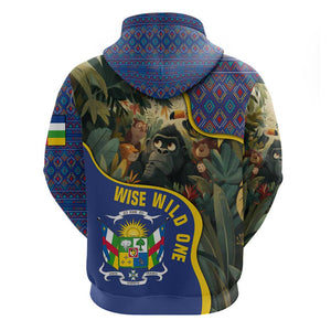 Central African Republic Zip Hoodie Jungle Animal - African Pride