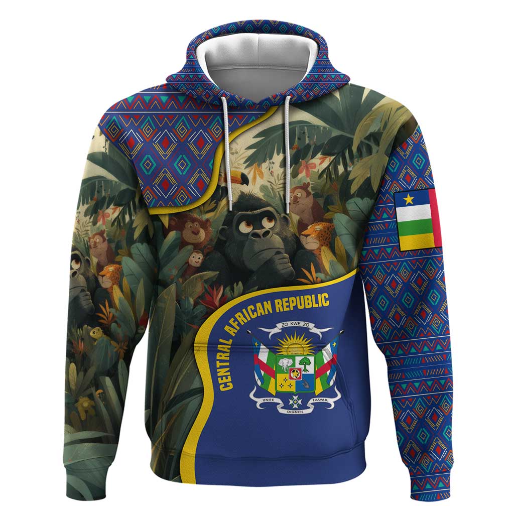 Central African Republic Zip Hoodie Jungle Animal - African Pride