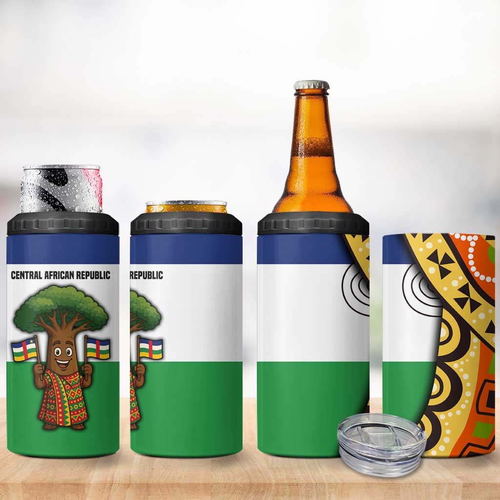 Central African Republic 4 in 1 Can Cooler Tumbler Baobab and Flag - African Pride