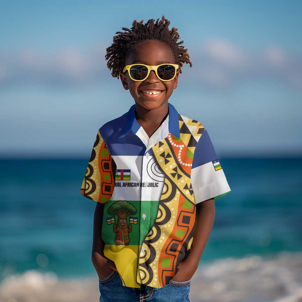 Central African Republic Kid Hawaiian Shirt Baobab and Flag - African Pride