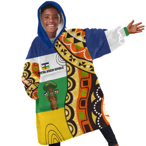 Central African Republic Kid Wearable Blanket Hoodie Baobab and Flag - African Pride