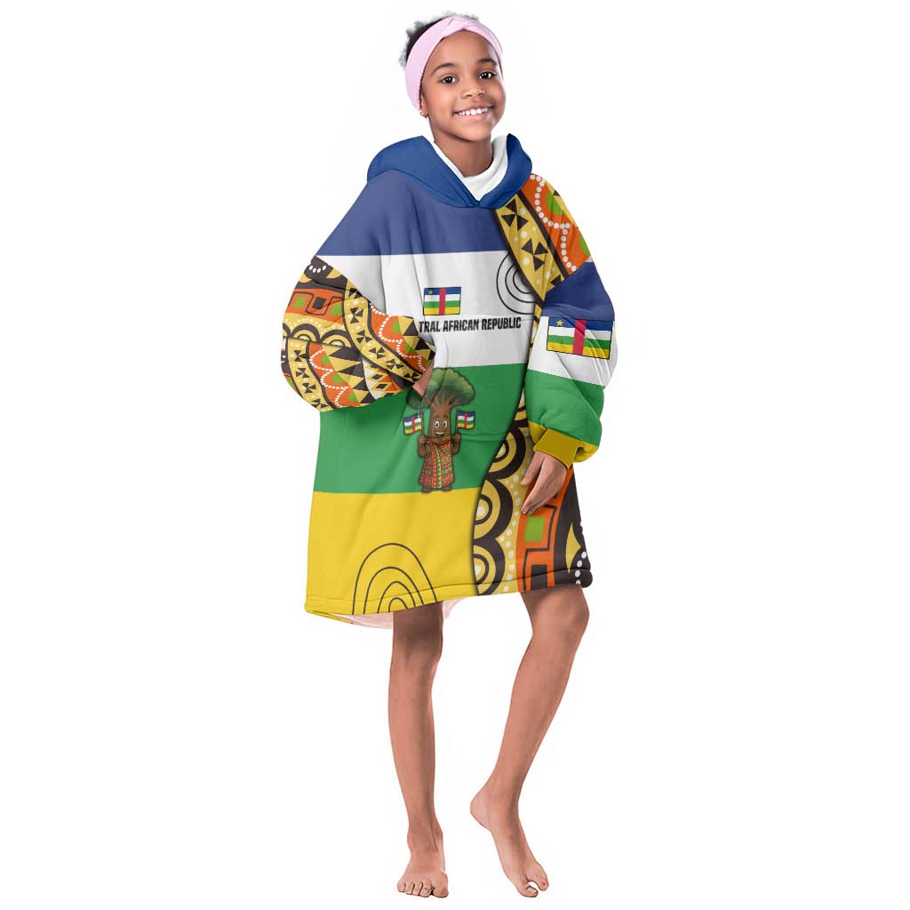 Central African Republic Kid Wearable Blanket Hoodie Baobab and Flag - African Pride