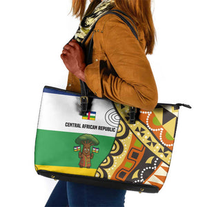 Central African Republic Leather Tote Bag Baobab and Flag - African Pride