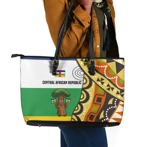 Central African Republic Leather Tote Bag Baobab and Flag - African Pride