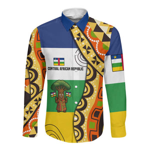 Central African Republic Long Sleeve Button Shirt Baobab and Flag - African Pride