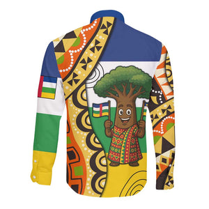 Central African Republic Long Sleeve Button Shirt Baobab and Flag - African Pride