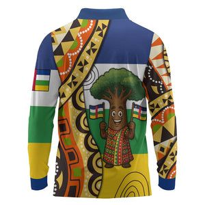 Central African Republic Long Sleeve Polo Shirt Baobab and Flag - African Pride