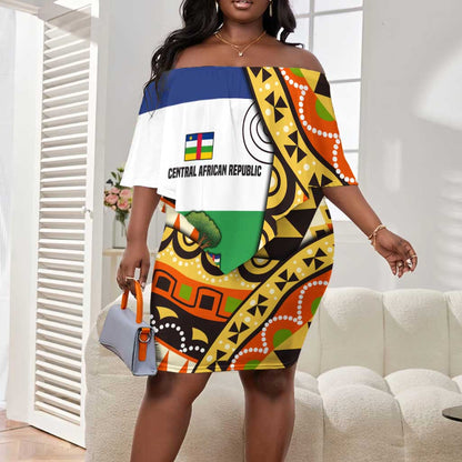 Central African Republic Off Shoulder Short Dress Baobab and Flag - African Pride