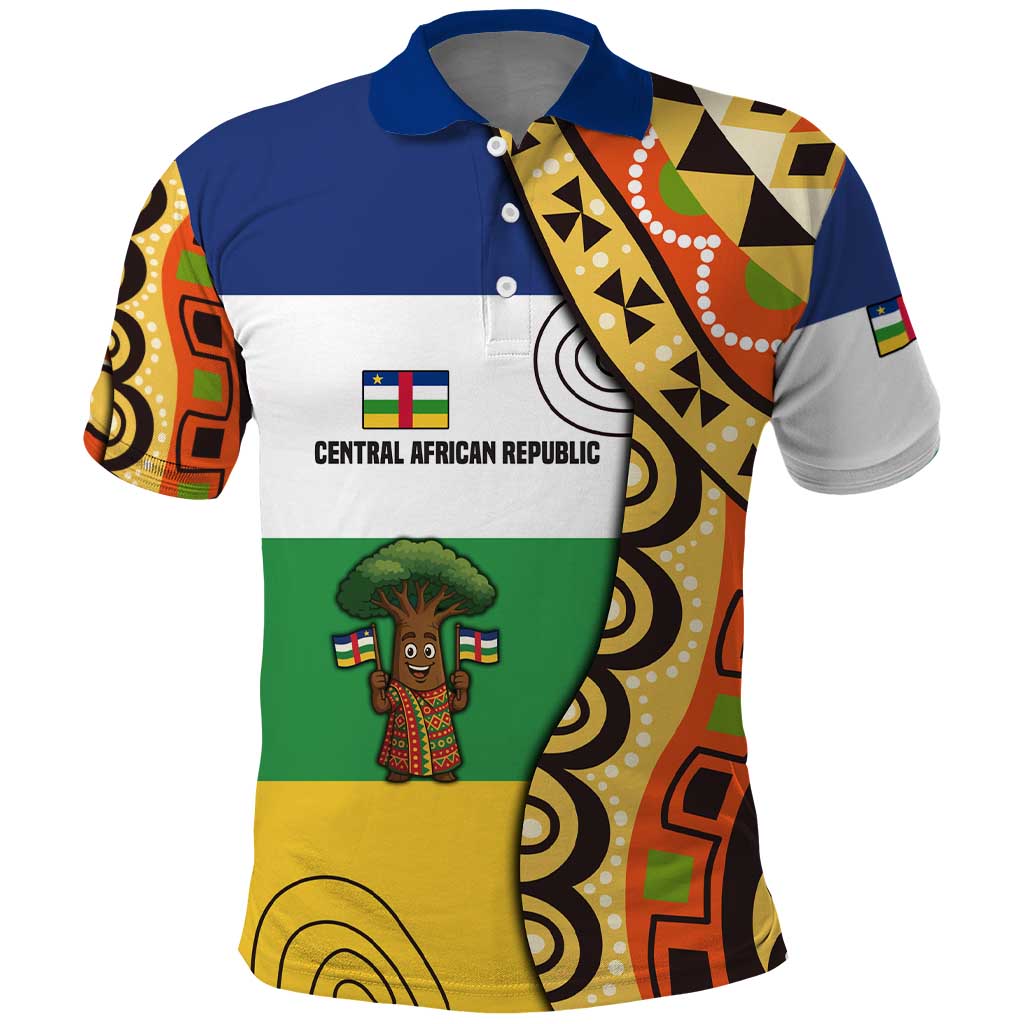 Central African Republic Polo Shirt Baobab and Flag - African Pride