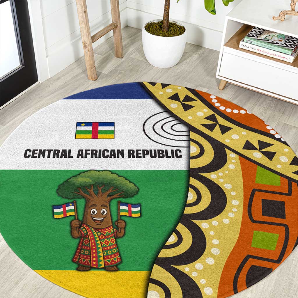 Central African Republic Round Carpet Baobab and Flag - African Pride