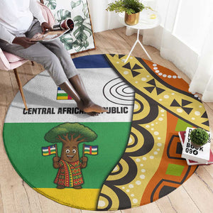 Central African Republic Round Carpet Baobab and Flag - African Pride