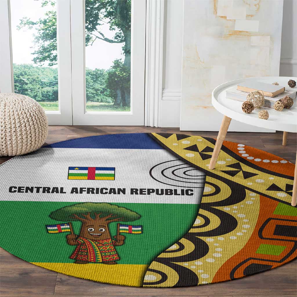 Central African Republic Round Carpet Baobab and Flag - African Pride