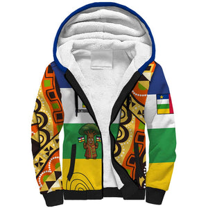 Central African Republic Sherpa Hoodie Baobab and Flag - African Pride