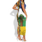 Central African Republic Short Sleeve Bodycon Dress Baobab and Flag - African Pride