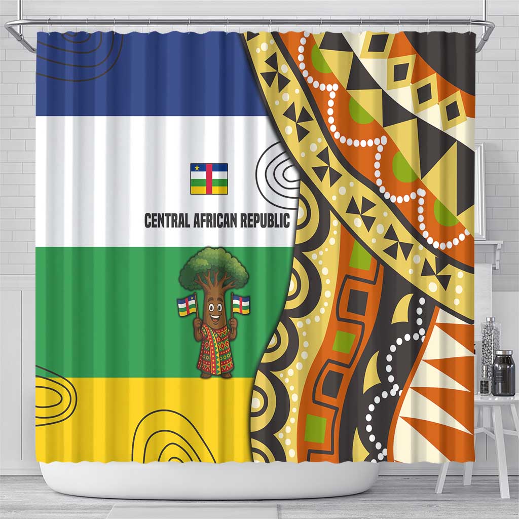 Central African Republic Shower Curtain Baobab and Flag - African Pride