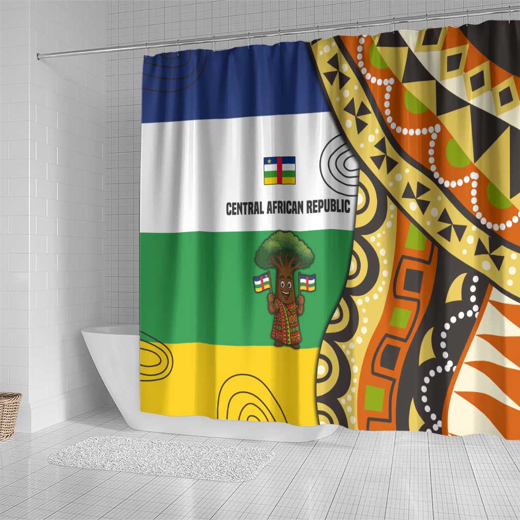 Central African Republic Shower Curtain Baobab and Flag - African Pride