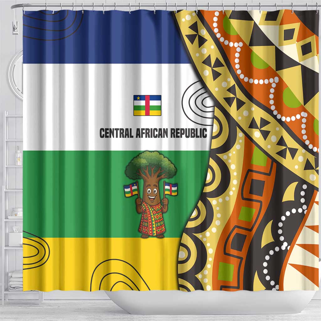 Central African Republic Shower Curtain Baobab and Flag - African Pride