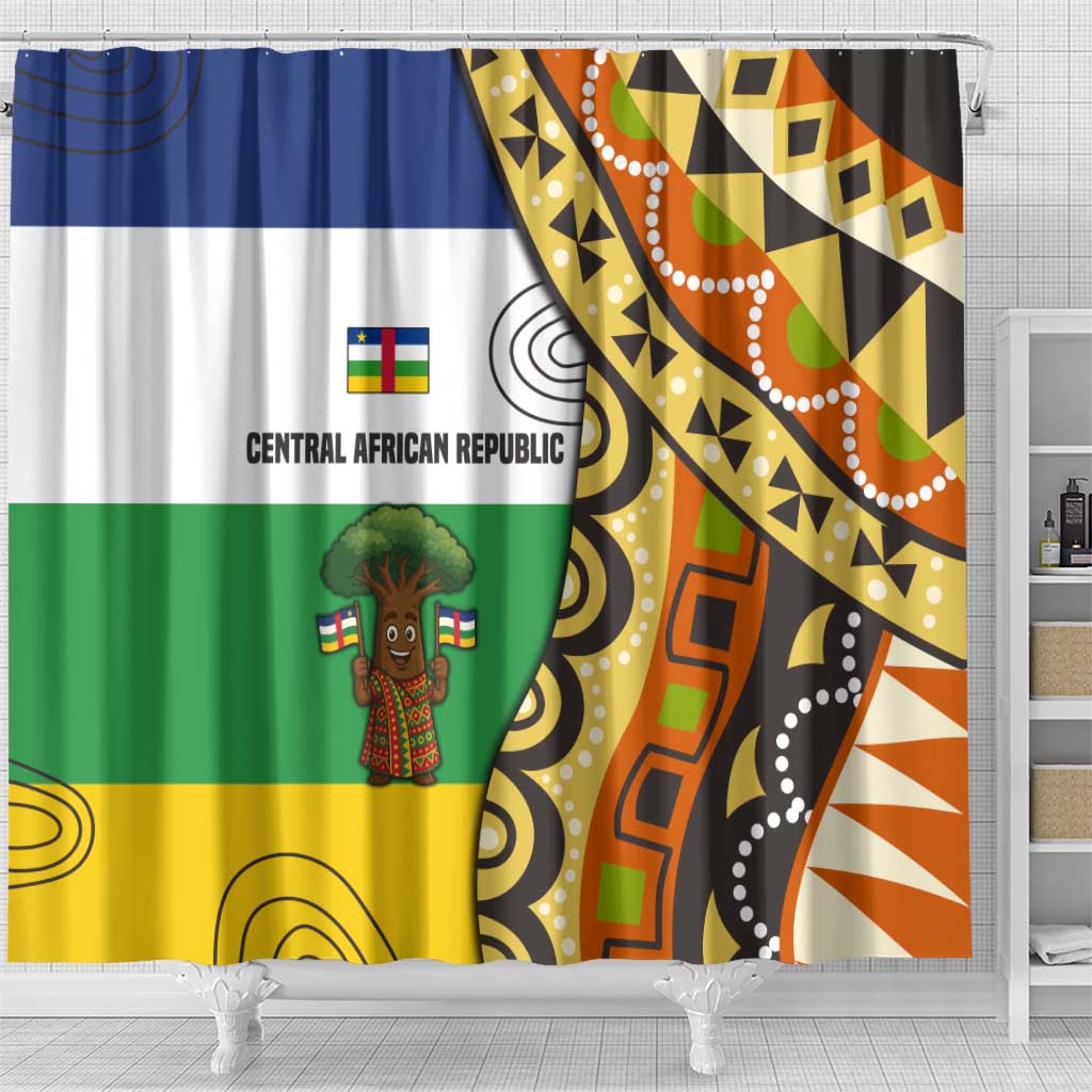 Central African Republic Shower Curtain Baobab and Flag - African Pride