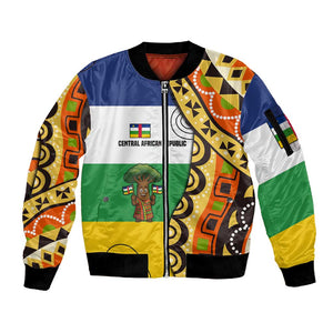 Central African Republic Sleeve Zip Bomber Jacket Baobab and Flag - African Pride