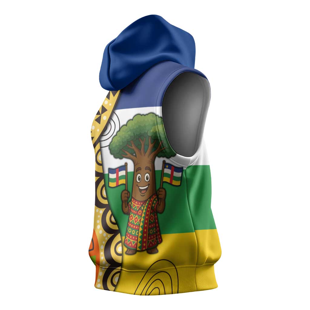 Central African Republic Sleeveless Hoodie Baobab and Flag - African Pride