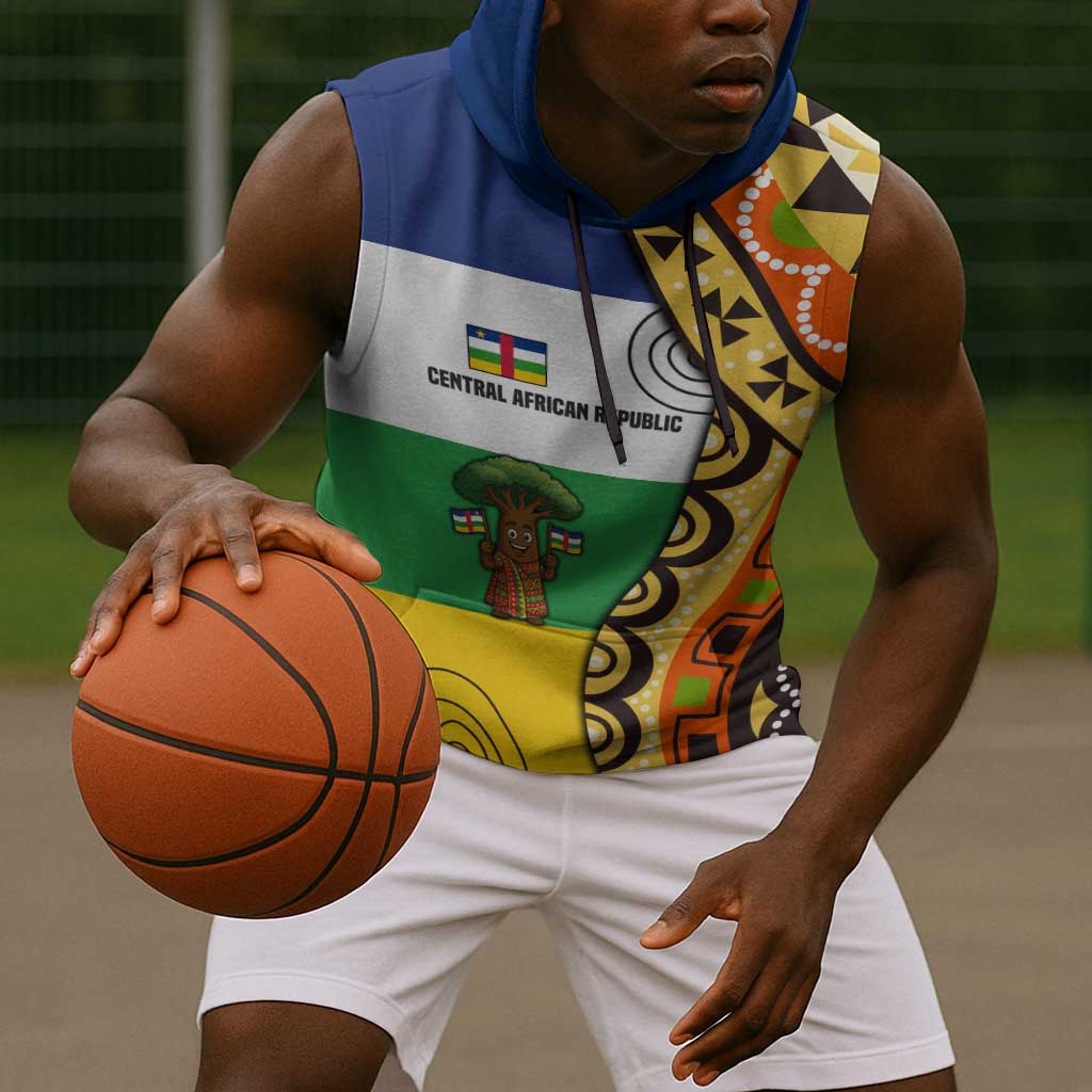 Central African Republic Sleeveless Hoodie Baobab and Flag - African Pride