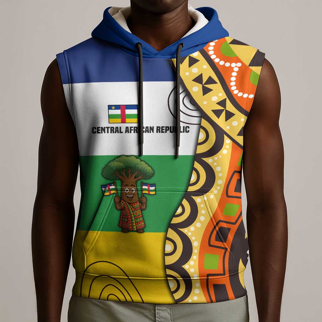 Central African Republic Sleeveless Hoodie Baobab and Flag - African Pride