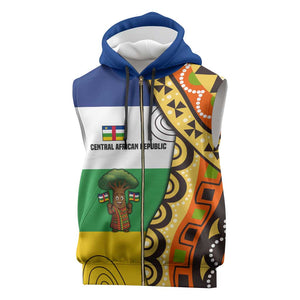 Central African Republic Sleeveless Zip Hoodie Baobab and Flag - African Pride