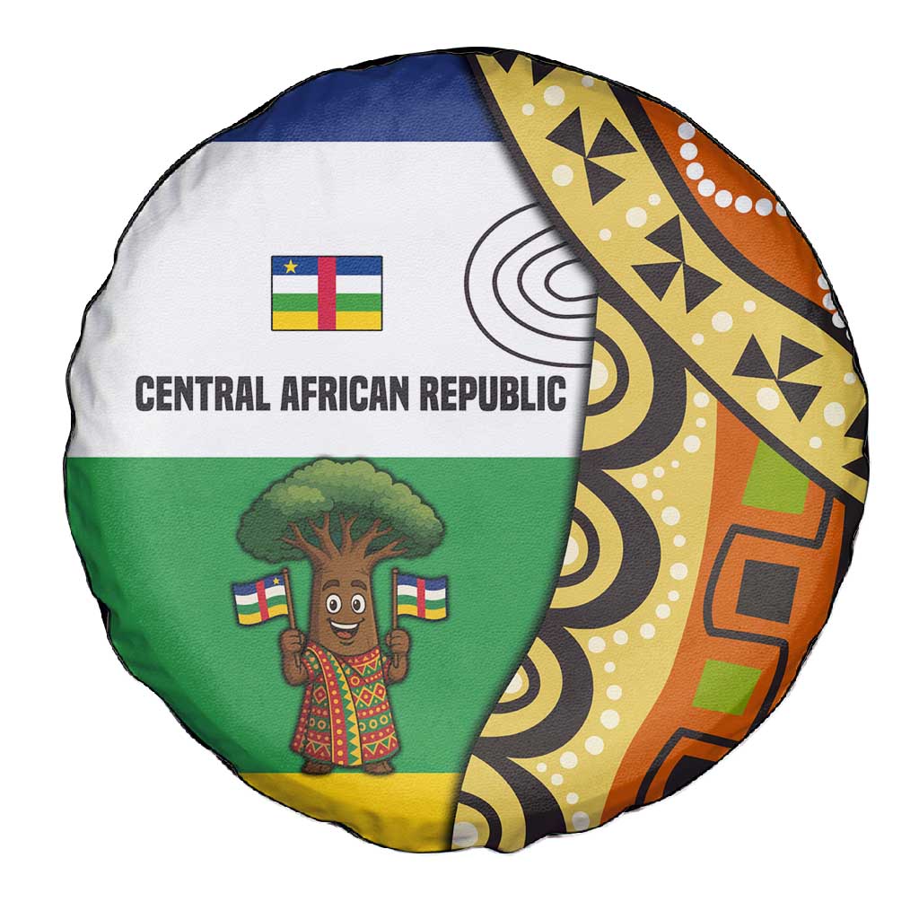 Central African Republic Spare Tire Cover Baobab and Flag - African Pride
