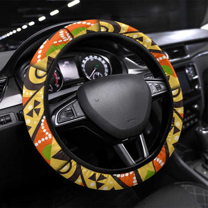 Central African Republic Steering Wheel Cover Baobab and Flag - African Pride
