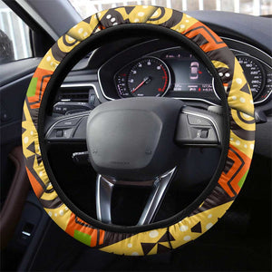 Central African Republic Steering Wheel Cover Baobab and Flag - African Pride