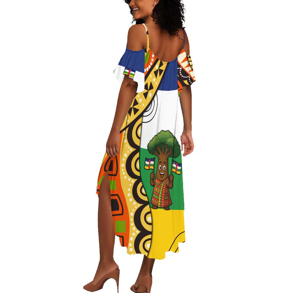Central African Republic Summer Maxi Dress Baobab and Flag - African Pride