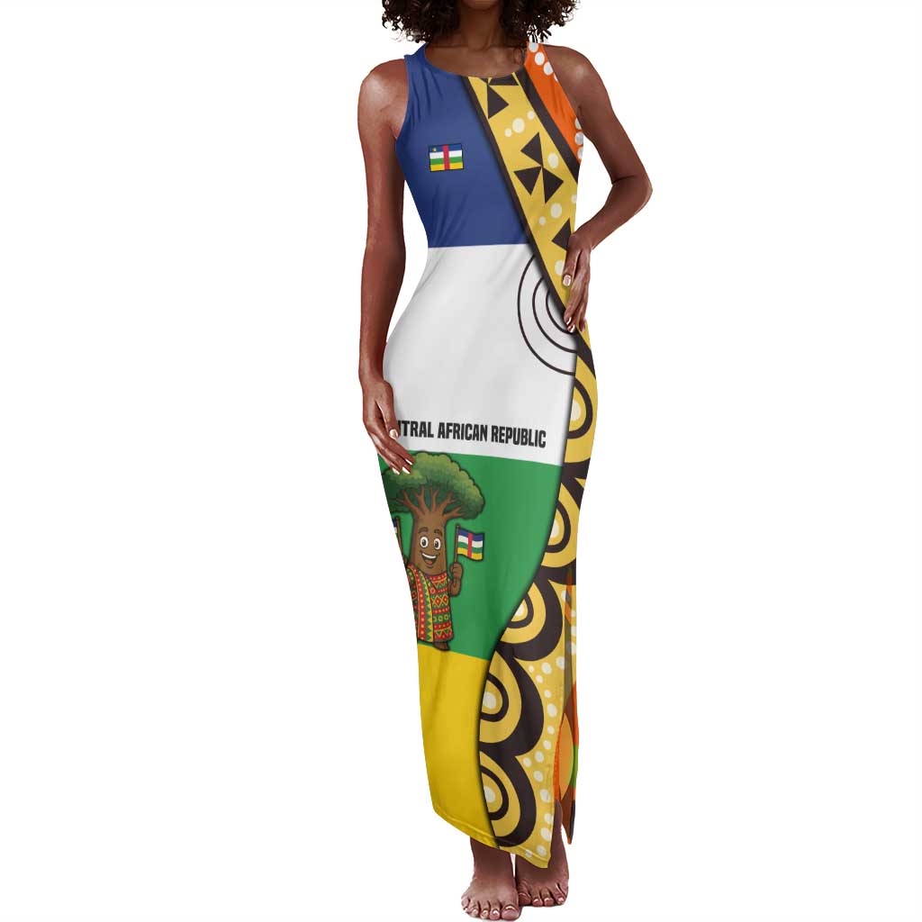 Central African Republic Tank Maxi Dress Baobab and Flag - African Pride