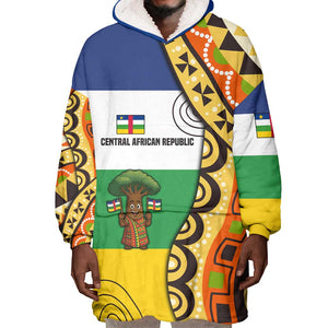 Central African Republic Wearable Blanket Hoodie Baobab and Flag - African Pride