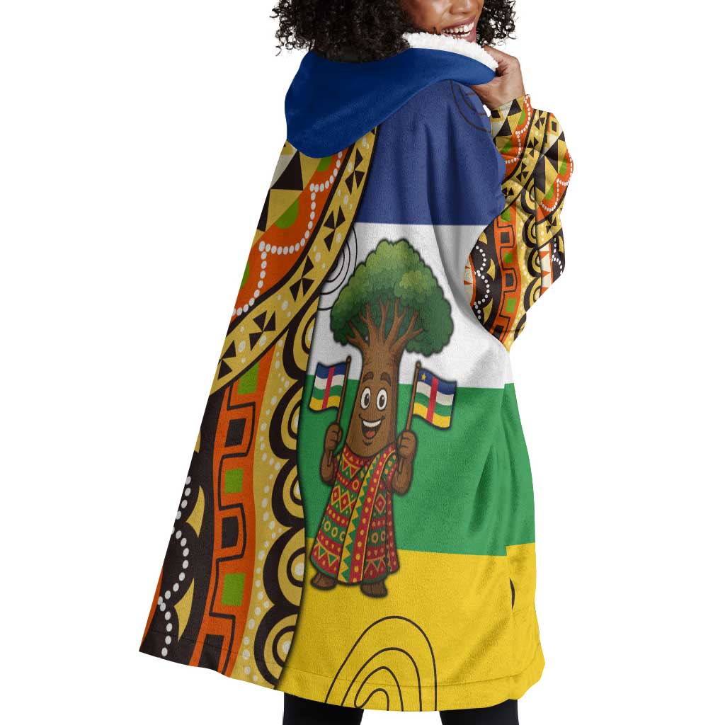 Central African Republic Wearable Blanket Hoodie Baobab and Flag - African Pride