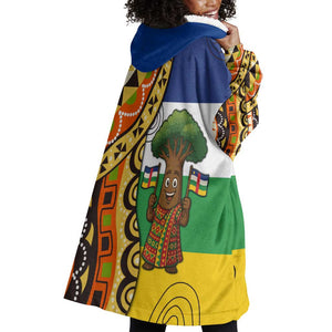 Central African Republic Wearable Blanket Hoodie Baobab and Flag - African Pride
