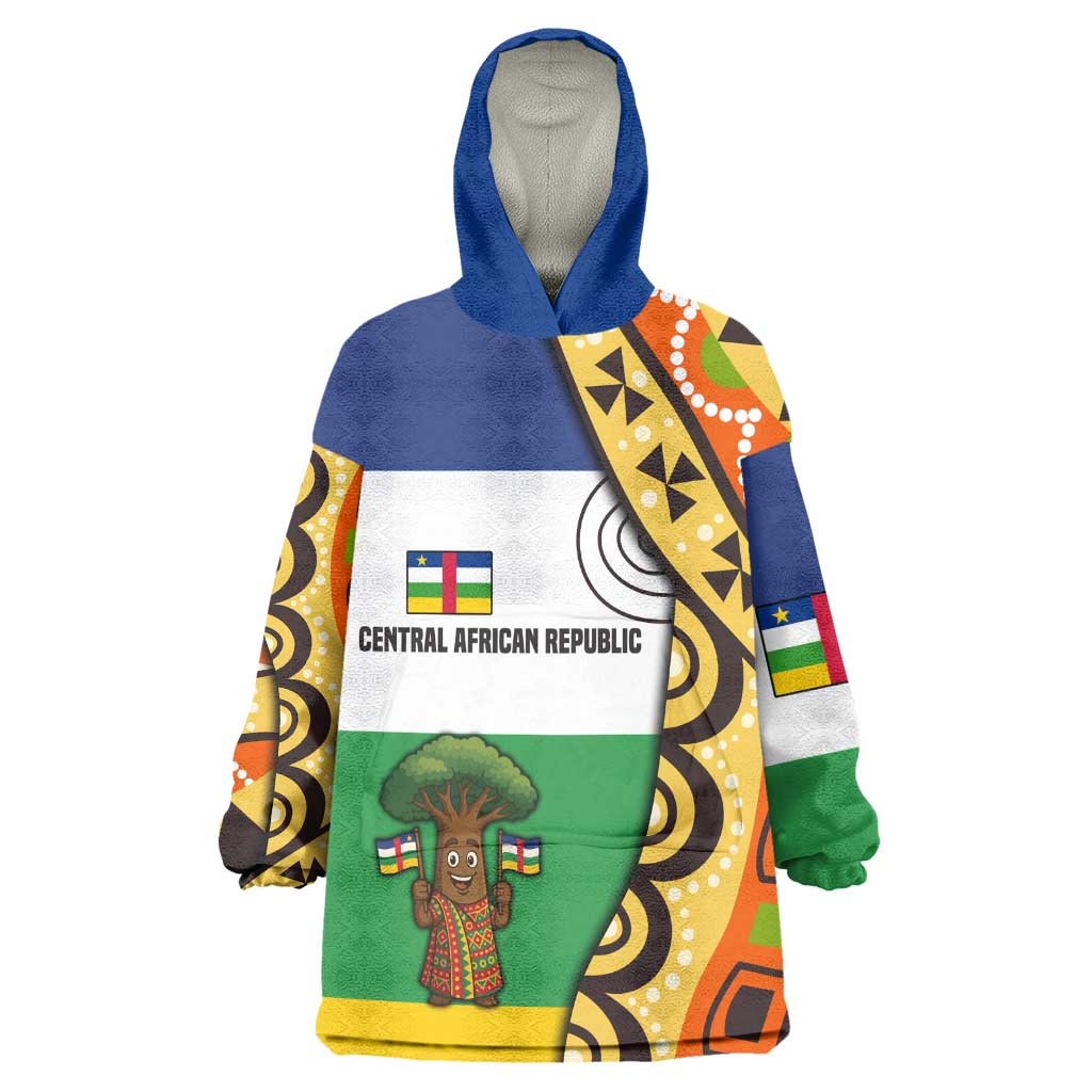 Central African Republic Wearable Blanket Hoodie Baobab and Flag - African Pride