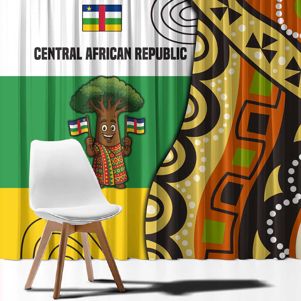 Central African Republic Window Curtain Baobab and Flag - African Pride